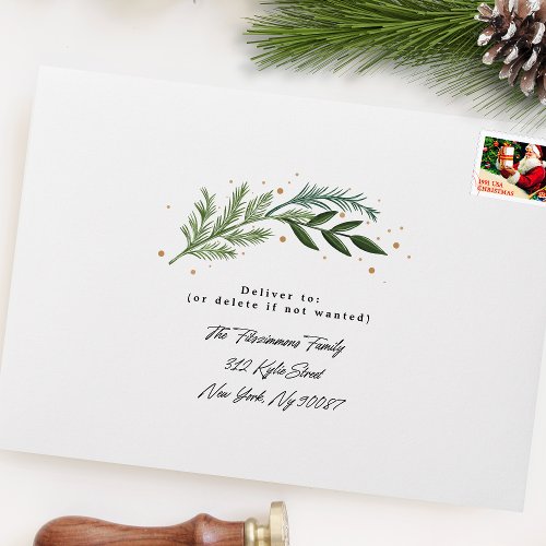 Elegant Classic Pine Wreath Christmas Holiday Envelope