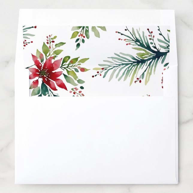 Elegant Classic Pine Wreath Christmas Holiday Envelope Liner (In Envelope)