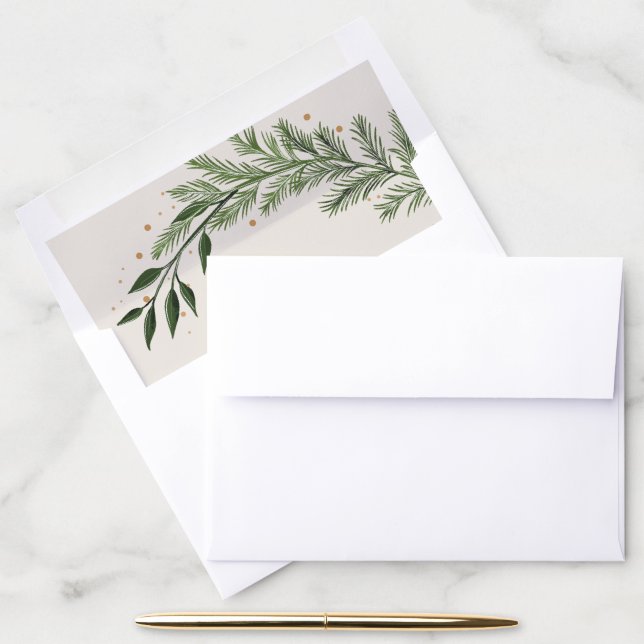 Elegant Classic Pine Wreath Christmas Holiday Envelope Liner (Desk)