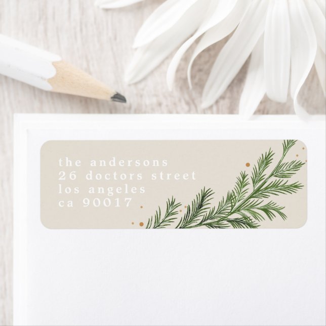 Elegant Classic Pine Wreath Christmas Holiday Label (Insitu)