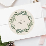 Elegant Classic Pine Wreath Christmas Holiday Round Sticker<br><div class="desc">***this design is part of a christmas holiday collection*** Step into a world of timeless holiday elegance with my “Elegant Wreath" collection. Embrace the magic of the season with my meticulously crafted Classic Pine Wreath creations that evoke a sense of tradition and sophistication. From exquisite monogram initial wreath Christmas holiday...</div>