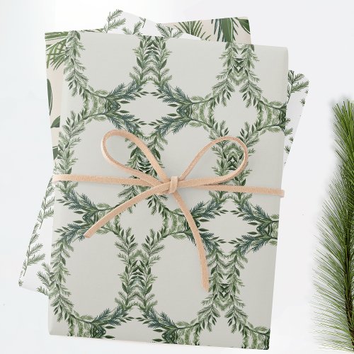 Elegant Classic Pine Wreath Christmas Holiday Wrapping Paper Sheets