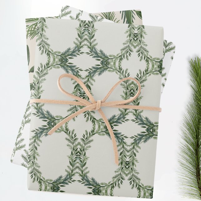 Elegant Classic Pine Wreath Christmas Holiday Wrapping Paper Sheets (Creator Uploaded)