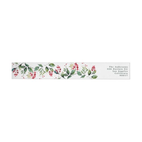 Elegant Classic Pine Wreath Return Address Wrap Around Label