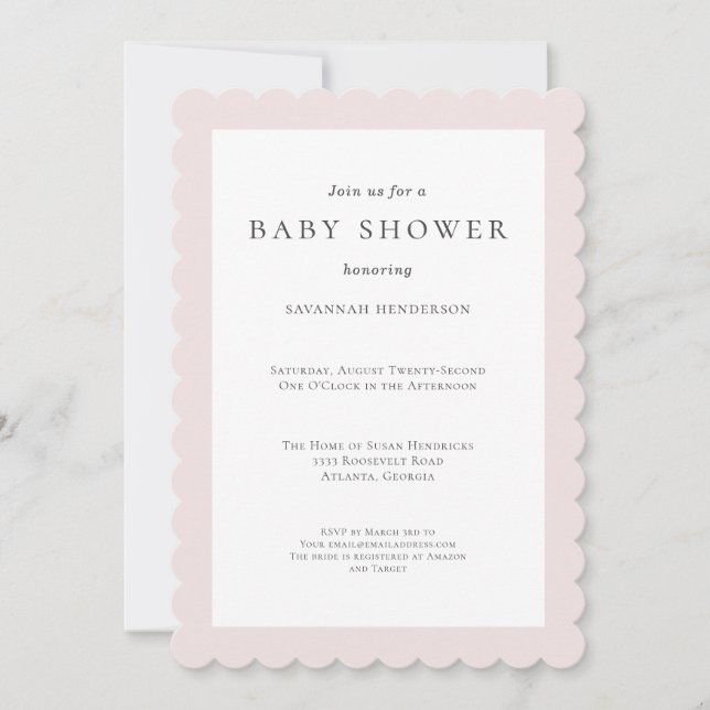 Elegant Classic Pink Baby Shower Invitation (Front)