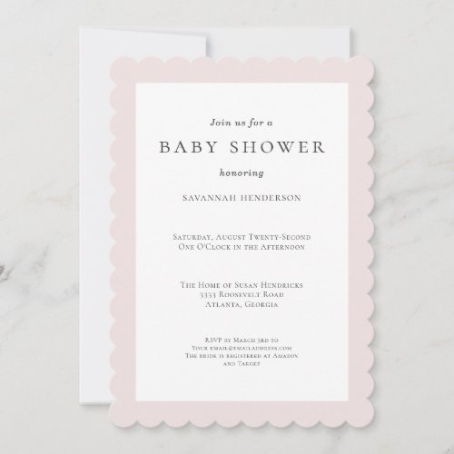 Elegant Classic Pink Baby Shower Invitation