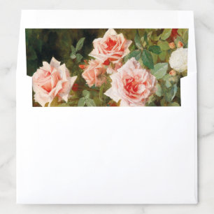 Elegant Classic Pink Floral Fine Art Wedding Envelope Liner