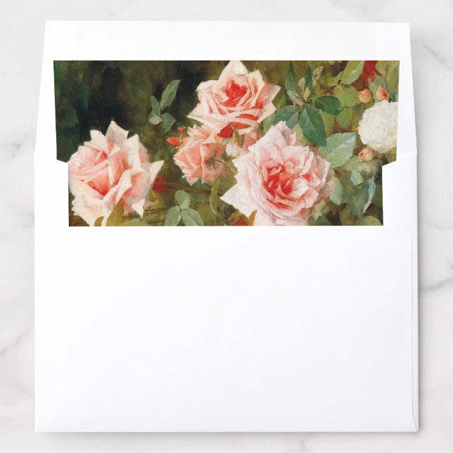 Elegant Classic Pink Floral Fine Art Wedding Envelope Liner (In Envelope)