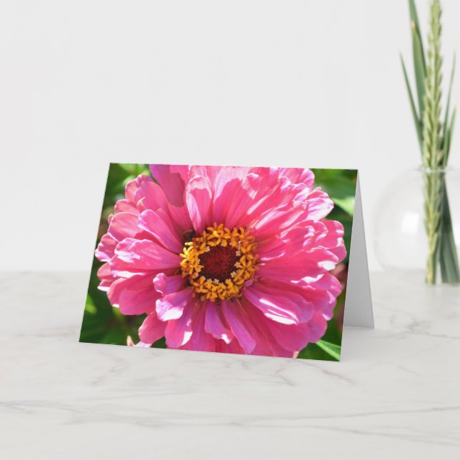 Elegant classic pink floral flower mum daisy card (Front)