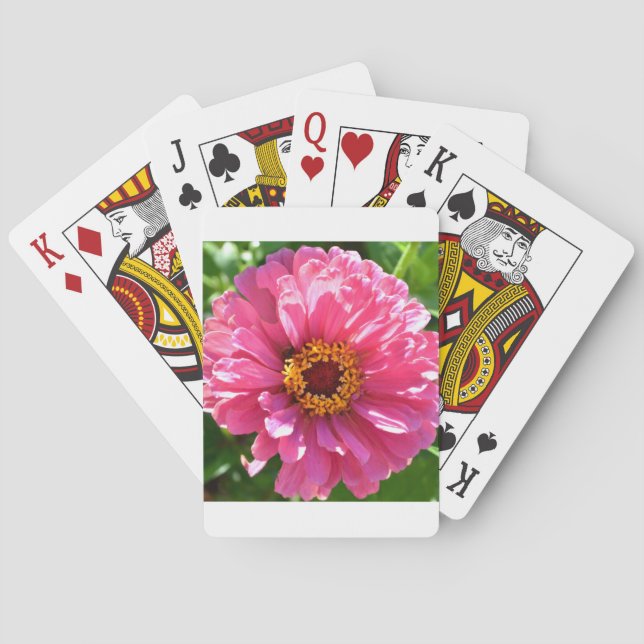 Elegant classic pink floral flower mum daisy poker cards (Back)