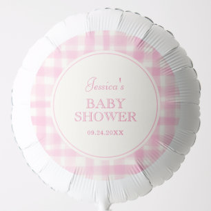 Elegant Classic Pink Gingham Girl Baby Shower Balloon