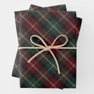 Elegant Classic Plaid Christmas Wrapping Paper Sheets