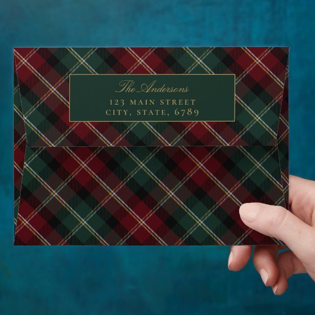 Elegant Classic Plaid Return Address Envelope (Hand)
