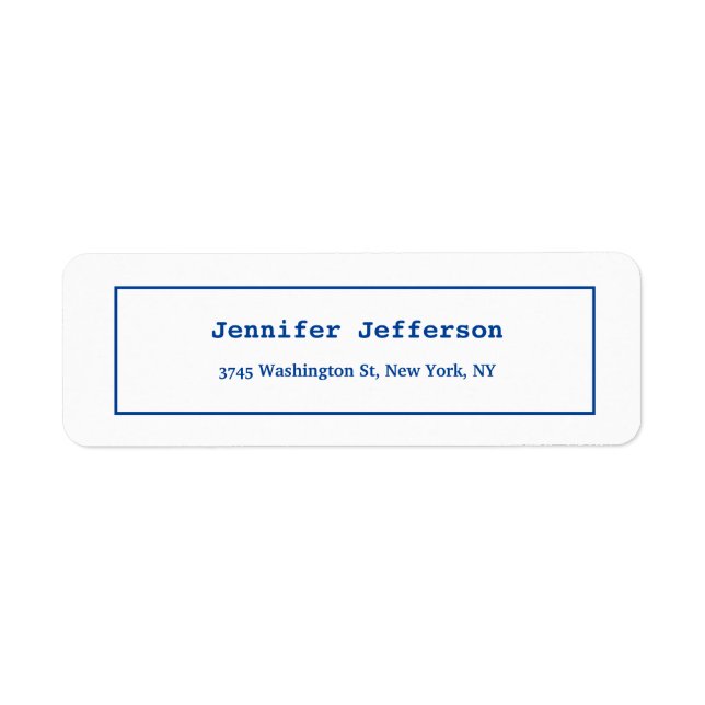 Elegant Classic Plain Professional Deep Blue White Label (Front)