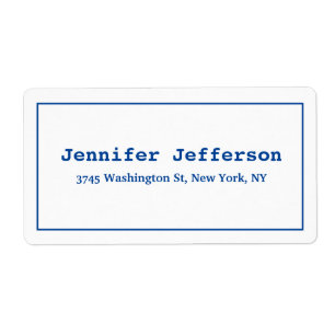 Elegant Classic Plain Professional Deep Blue White Label