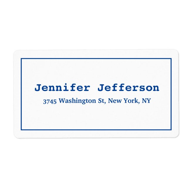 Elegant Classic Plain Professional Deep Blue White Label (Front)