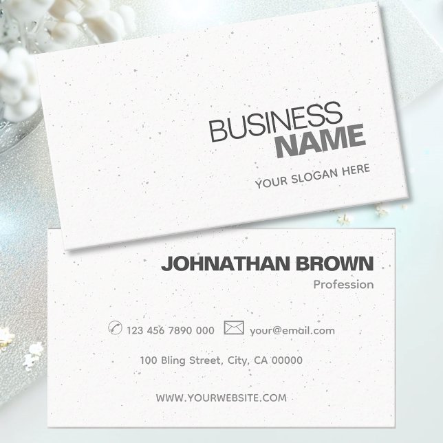Elegant Classic Plain White Gray Sprinkle Dots Business Card (Creator Uploaded)