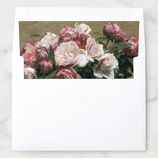 Elegant Classic Purple Floral Fine Art Wedding Envelope Liner (In Envelope)