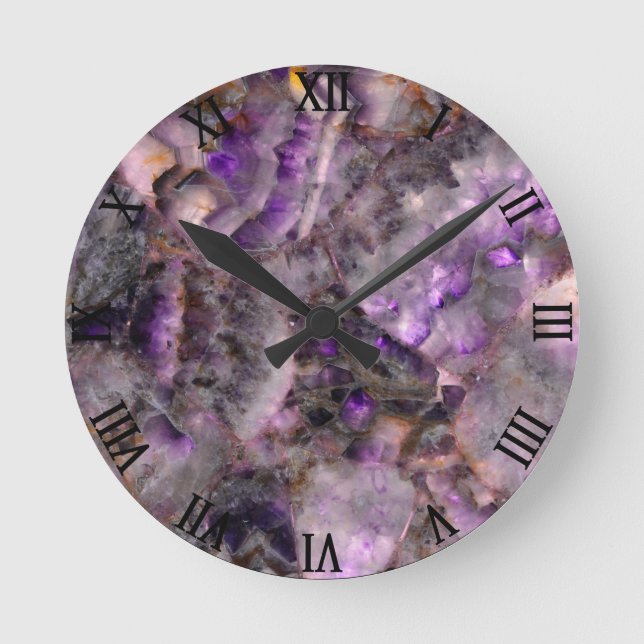 Elegant classic Purple quartz Round Clock (Front)