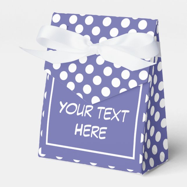 Elegant classic purple white polka dots periwinkle favor boxes (Front Side)