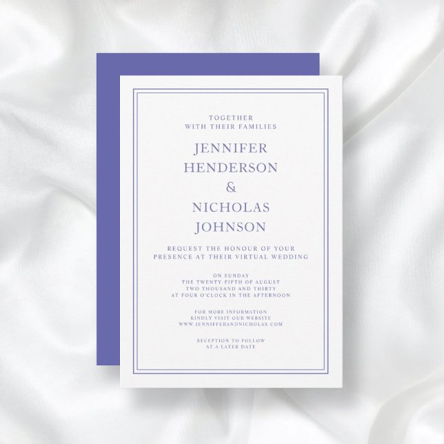 Elegant Classic Purple & White Virtual Wedding Inv Invitation (Creator Uploaded)