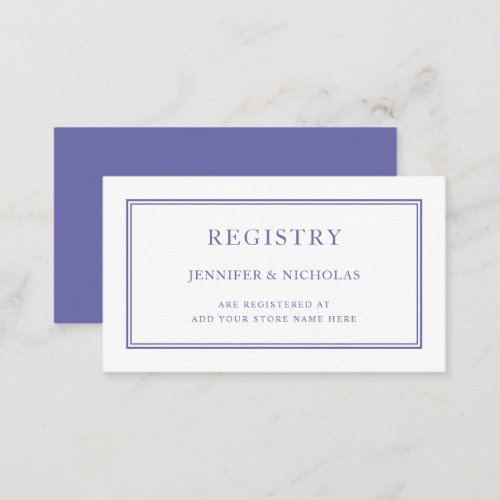 Elegant Classic Purple White Wedding Registry Enclosure Card