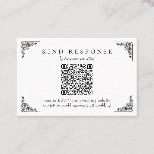 Elegant Classic QR Code Wedding RSVP Card