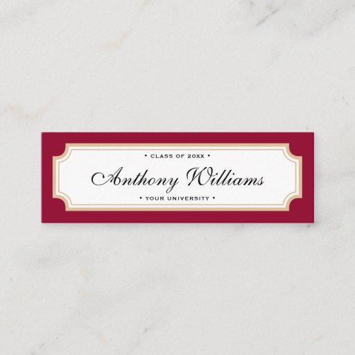 Customizable Elegant classic red and gold graduation name card