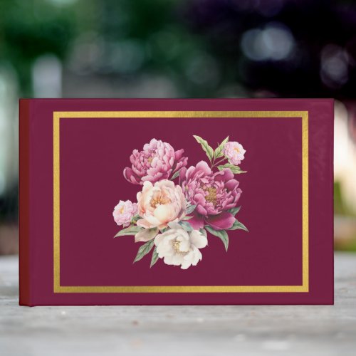 Elegant Classic Red Peony Guestbook