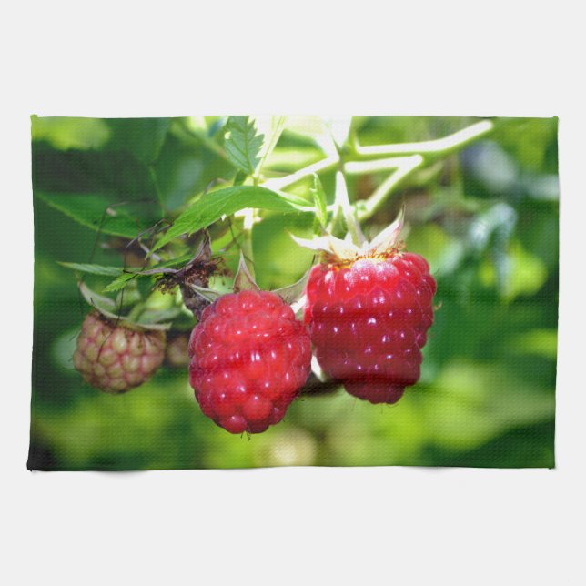 Elegant classic red Raspberries Kitchen Towel (Horizontal)