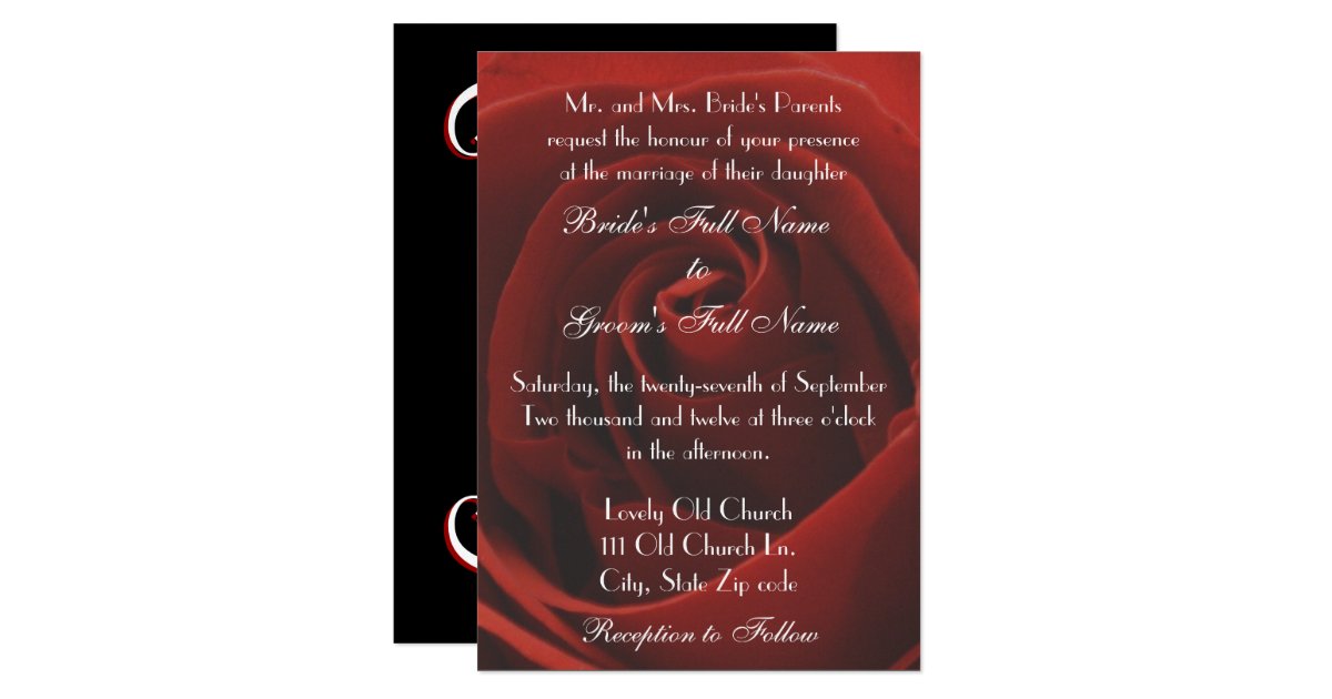 Elegant Classic Red Rose Wedding Invitation | Zazzle.com