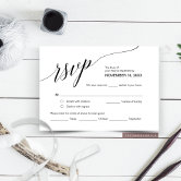 Wedding Invitation RSVP Respond, Meal Options Card