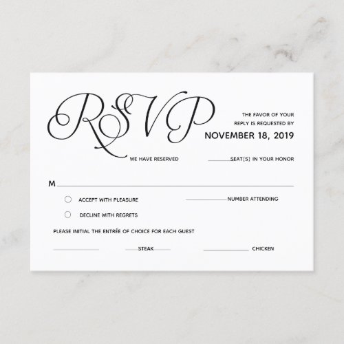 Elegant Classic RSVP Response Enclosure Card