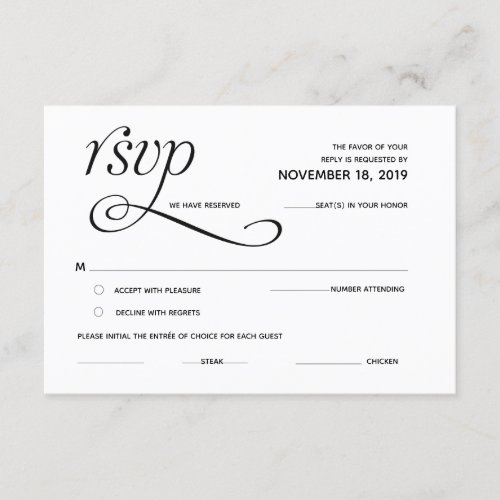 Elegant Classic RSVP Response Enclosure Card