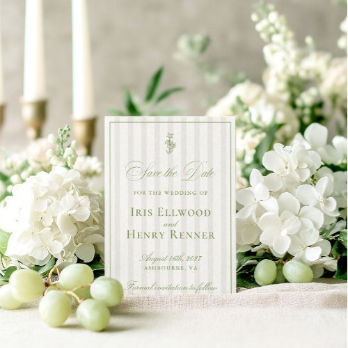 Elegant Classic Sage Green & Beige Save The Date