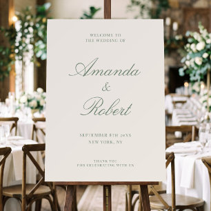 Elegant Classic Sage Green Wedding Welcome Sign