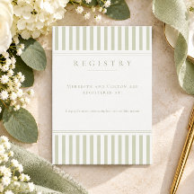 Elegant Classic Sage Stripe Monogram Bridal Shower