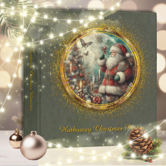 Elegant Classic Santa Claus Christmas Photo  3 Ring Binder