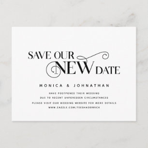 Elegant Classic, Save our new date, Postponement Postcard