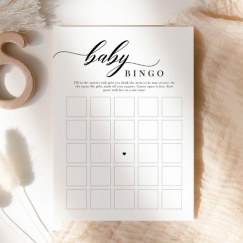 Elegant Classic Script Baby Shower Bingo Game Invitation