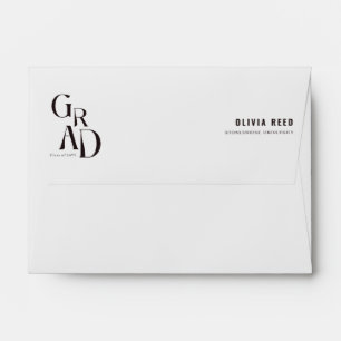 Elegant Classic Script Black and White Graduation Envelope