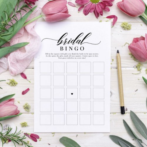 Elegant Classic Script Bridal Shower Bingo Game Invitation