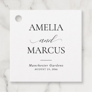 Elegant Classic Script Calligraphy Wedding Favor Tags