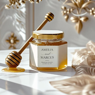 Elegant Classic Script Calligraphy Wedding Honey Jar Favors