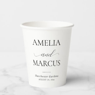 Elegant Classic Script Calligraphy Wedding Paper Cups