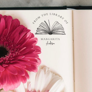 Elegant Classic Script From The Library Of Vintage Rubber Stamp