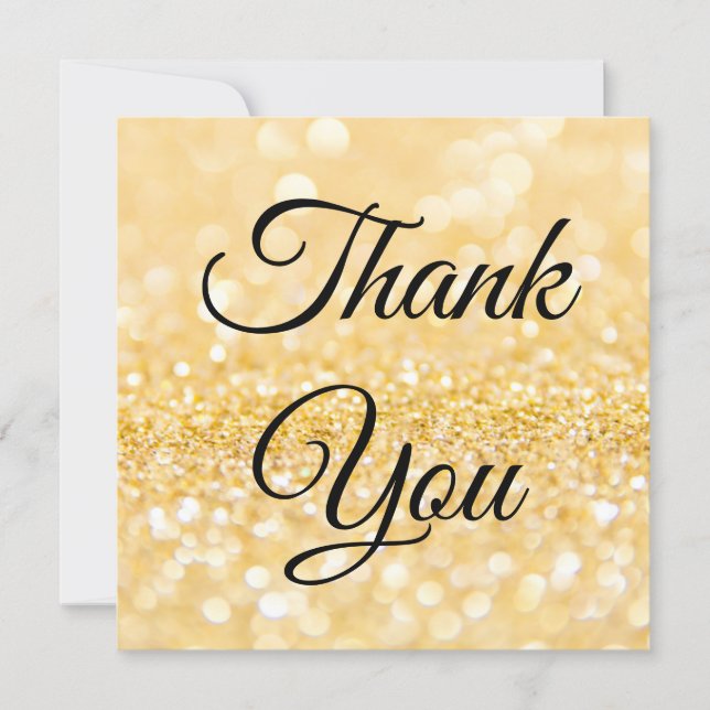 elegant classic script gold glitters thank you  note card (Front)