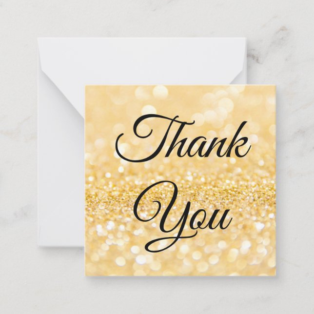 elegant classic script gold glitters thank you  note card (Front)