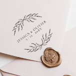Elegant Classic Script Lavender Wedding Botanical Rubber Stamp<br><div class="desc">This custom wedding stamp will look beautiful on your save-the-date cards, wedding invitations, and other wedding stationery! The elegant round stamp features lavender branches on the top and bottom, circling around your custom couple´s names and wedding dates in classic serif typography. Make it your own by clicking on the ´´Personalize´´...</div>