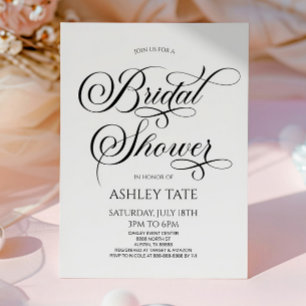 Elegant Classic Script Minimalist Bridal Shower Invitation